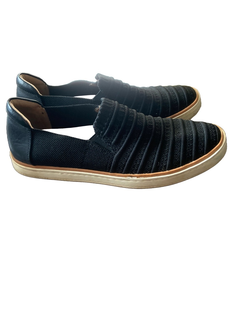 SOUL Naturalizer Black Knit Slip-On Loafers with Tan Trim